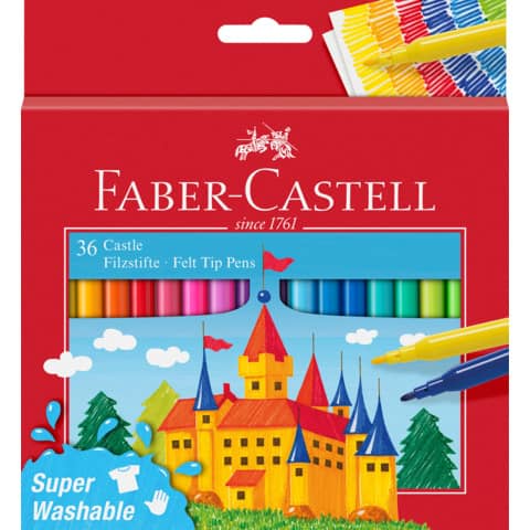 faber-castell-pennarelli-faber-castell-castello-superlavabili-punta-fine-3-mm-assortiti-astuccio-cartone-36-pezzi-554203