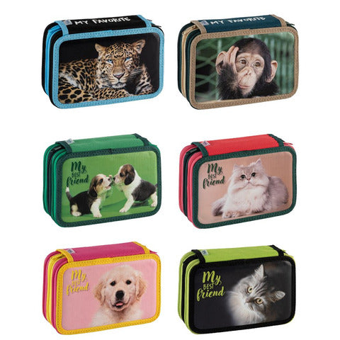 favorit-astuccio-3-zip-animal-world-12-pastelli-18-pennarelli-colori-assortiti-400194680