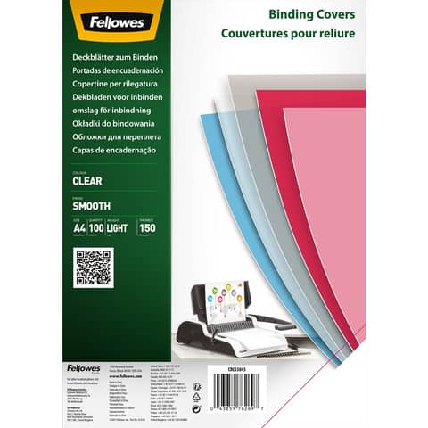 fellowes-copertine-rilegatura-pet-trasparente-conf-100-pezzi-150-micron-5384501