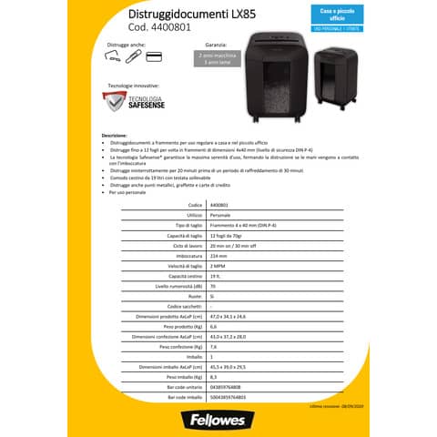 fellowes-distruggidocumenti-uso-personale-lx85-p-4-19-l-taglio-frammenti-4x40-mm-powershred-nero-4400801