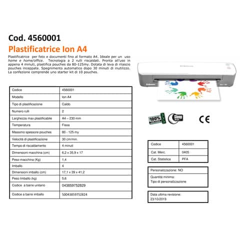 fellowes-plastificatrice-caldo-ion-bianco-grigio-a4-4560001