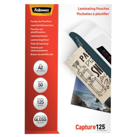 fellowes-pouches-plastificatrici-standard-capture125-finitura-lucida-2x125-m-a2-conf-50-pz-5309302