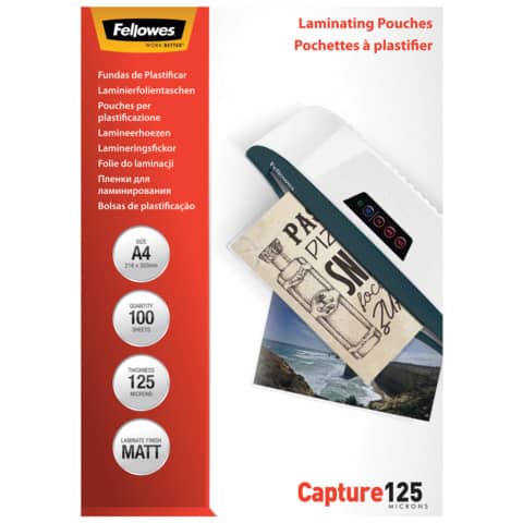 fellowes-pouches-plastificatrici-standard-capture125-finitura-opaca-2x125-m-a4-conf-100-pezzi-5328502