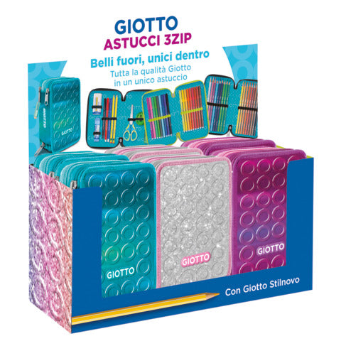 giotto-espositore-6-astucci-3-zip-shiny-collezione-stilnovo-fantasie-assortite-f963100