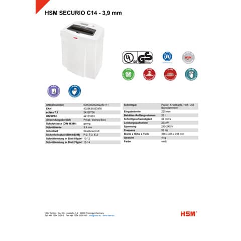 hsm-distruggidocumenti-securio-c14-p-2-taglio-strisce-3-9-mm-cestino-20-l-bianco-2250111