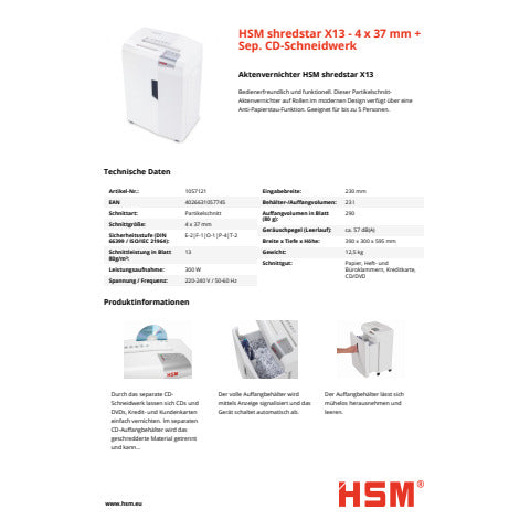 hsm-distruggidocumenti-shredstar-x13-p-4-23-l-taglio-frammenti-4x37-mm-bianco-argento-1057121
