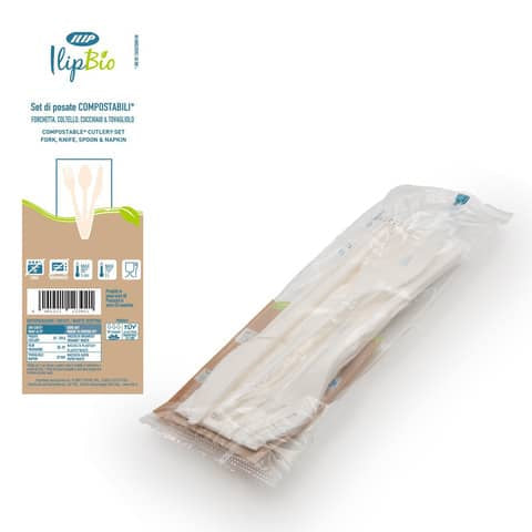 ilipbio-conf-200-set-3-posate-bianche-coltello-forchetta-cucchiaio-tovagliolo-pla-bio-81004