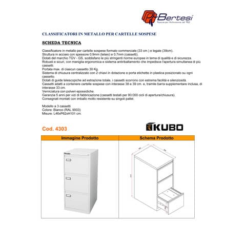 kubo-classificatore-cartelle-sospese-3-cassetti-46x62x101-cm-bianco-4303
