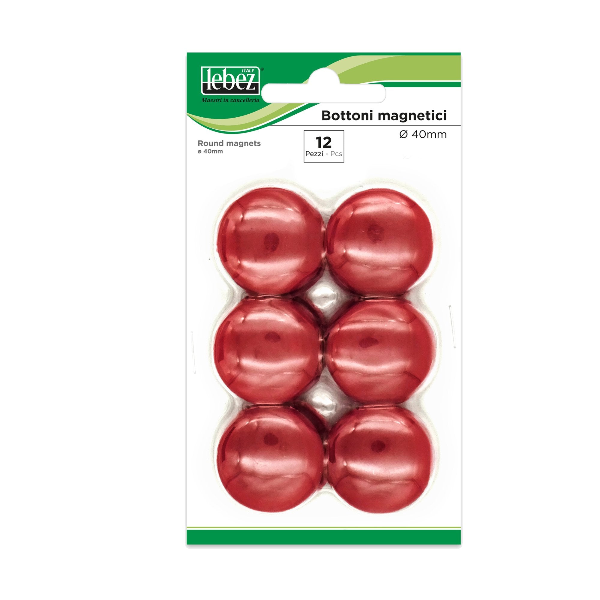 lebez-blister-12-magneti-mr-40-rosso-diam-40mm