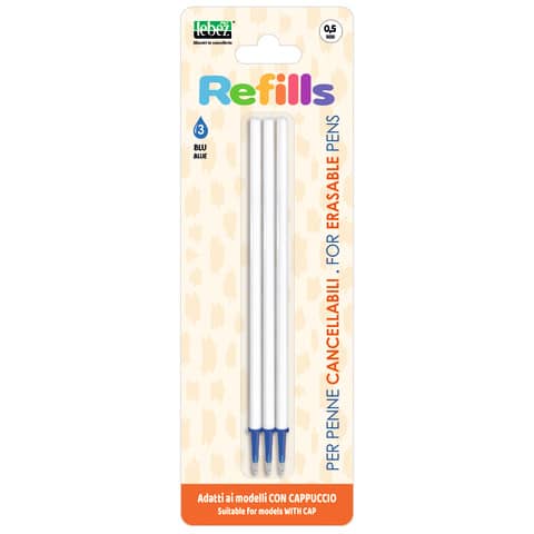 lebez-conf-12-blister-3-refill-inchiostro-cancellabile-blu-penne-cappuccio-0-5-mm-81807