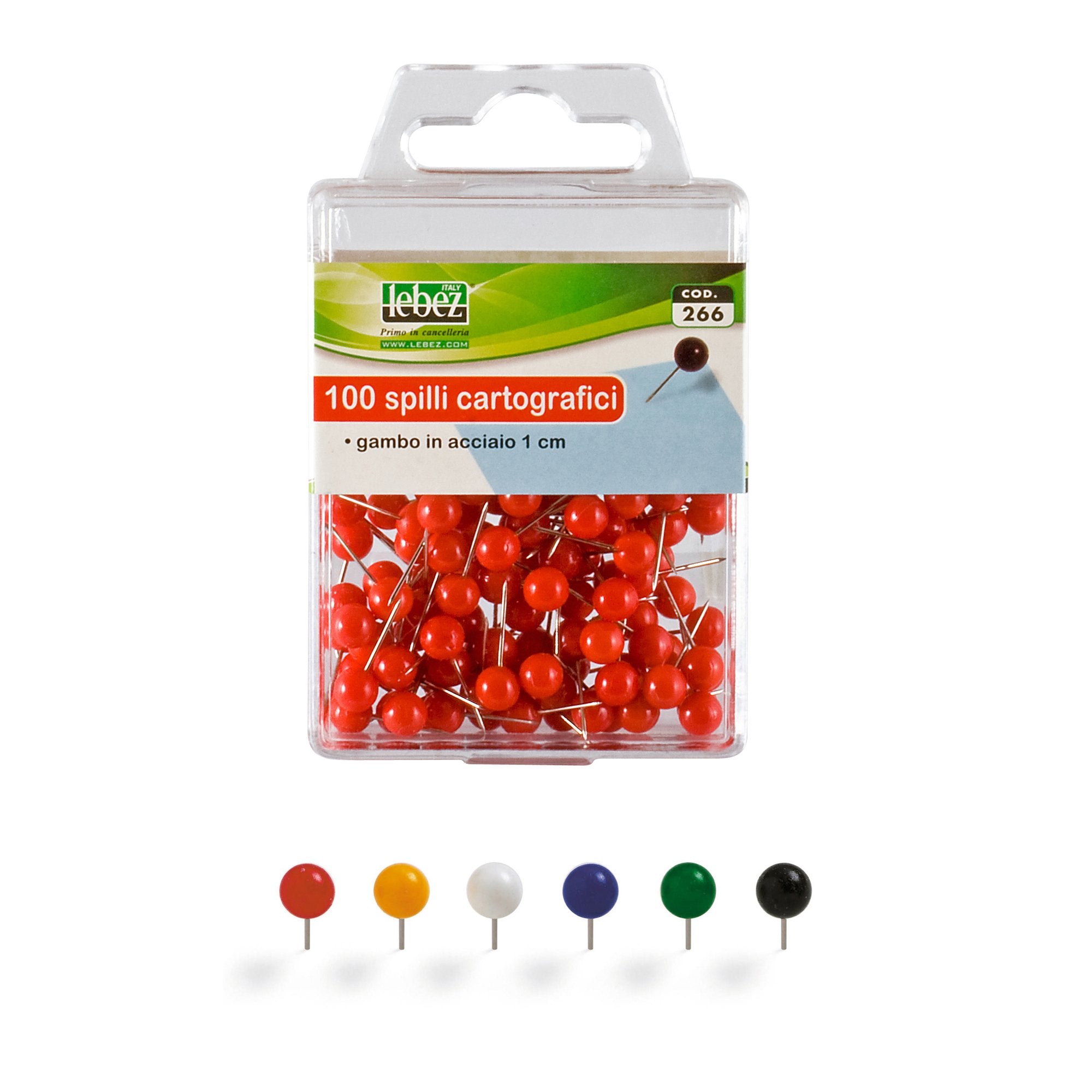 lebez-scatola-100-spilli-cartografici-sfera-rosso-art-266
