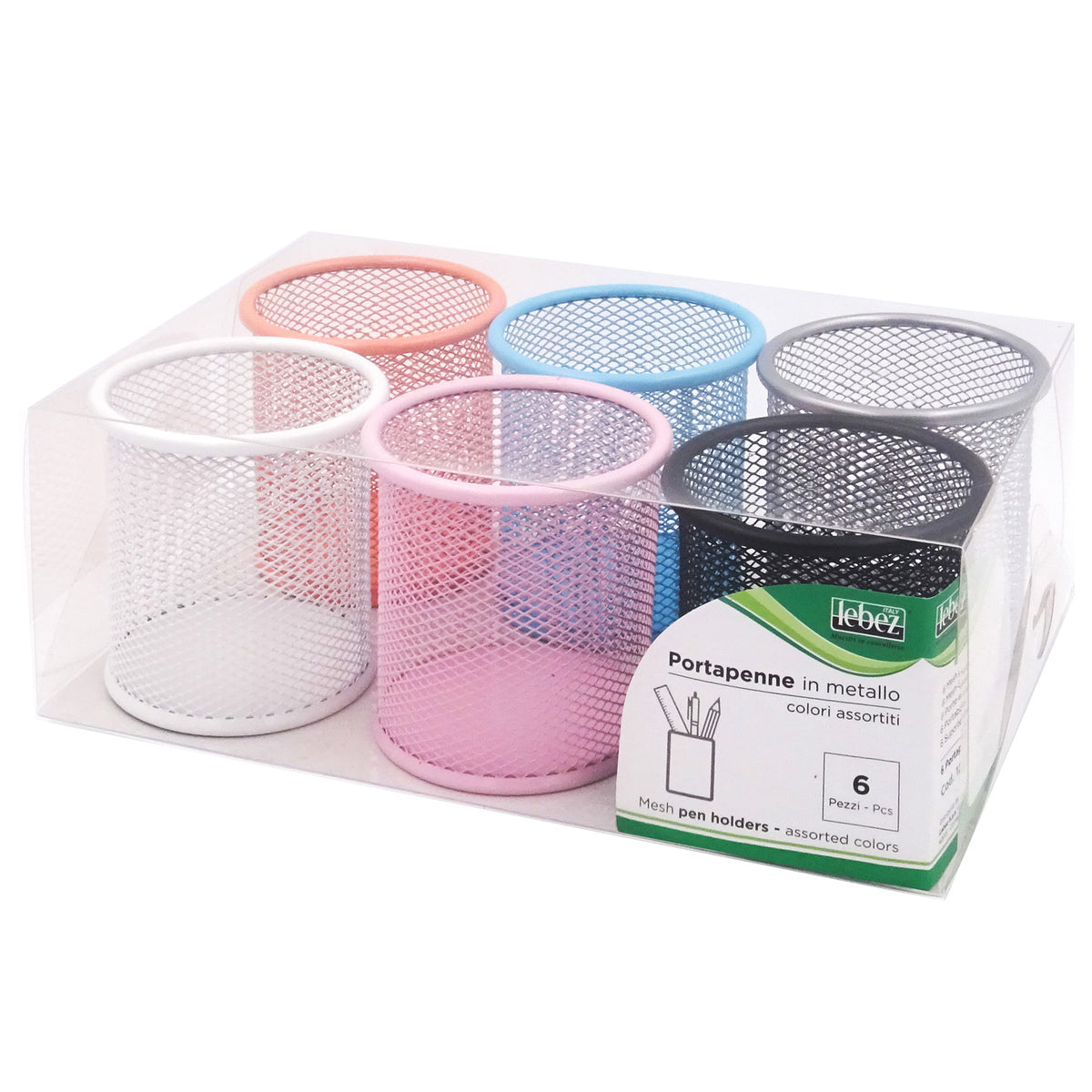 lebez-set-6-bicchieri-portapenne-rete-colorata-art-1226