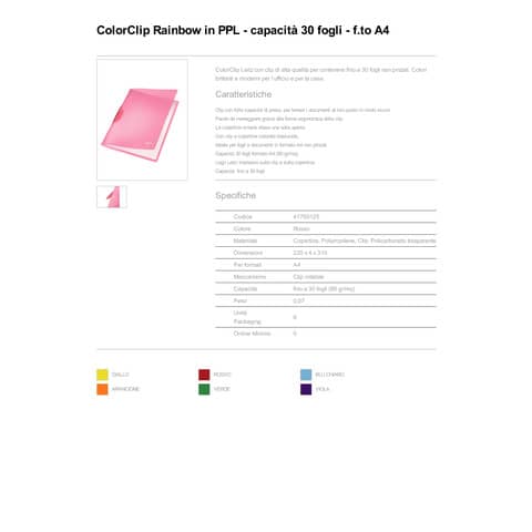 leitz-cartelline-archiviazione-clip-max-30-fogli-color-clip-rainbow-ppl-a4-rosso-41760125