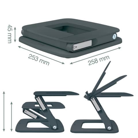 leitz-supporto-ergo-laptop-multi-angolo-80-plastica-riciclata-ergo-grigio-scuro-258x45x253-mm-64240089