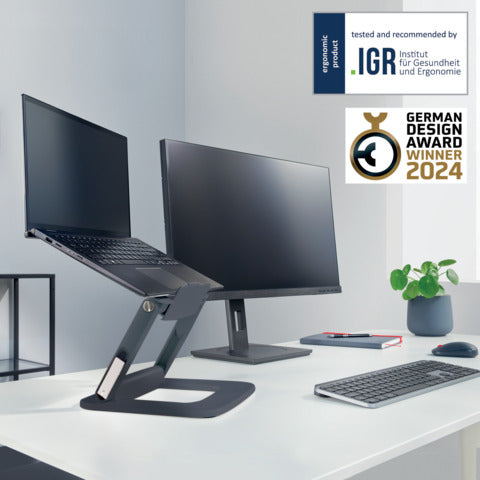 leitz-supporto-ergo-laptop-multi-angolo-80-plastica-riciclata-ergo-grigio-scuro-258x45x253-mm-64240089