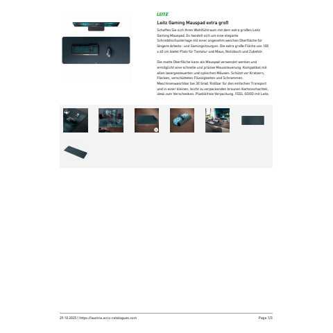 leitz-tappetino-gaming-sottomano-extra-large-100x40-cm-grigio-scuro-53840089