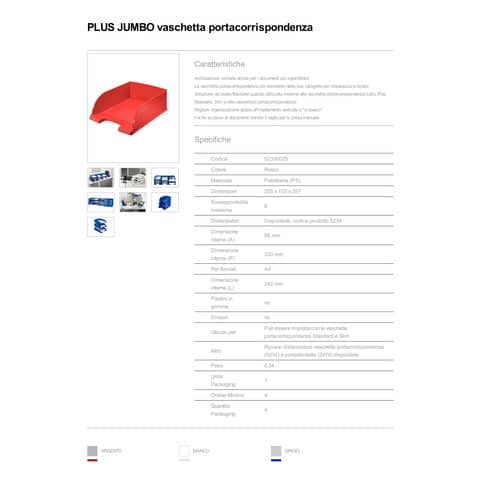 leitz-vaschetta-portacorrispondenza-impilabile-plus-jumbo-polistirolo-a4-rosso-52330025