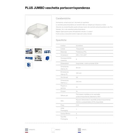 leitz-vaschetta-portacorrispondenza-impilabile-plus-jumbo-polistirolo-a4-trasparente-satinato-52330003