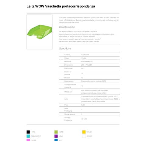 leitz-vaschette-portacorrispondenza-wow-polistirolo-a4-verde-lime-metallizzato-52263054