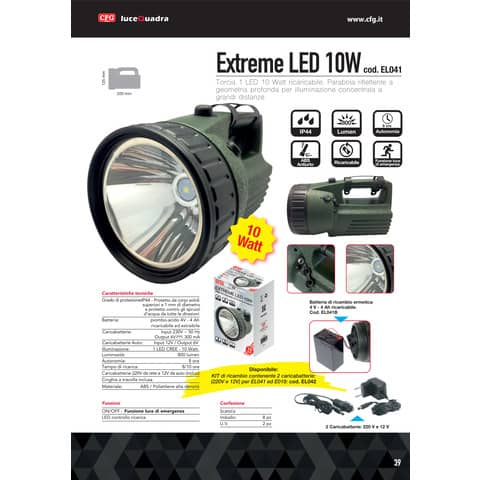 luce-quadra-torcia-ricaricabile-cfg-estreme-led-waterproof-ip44-led-10w-nero-verde-el041