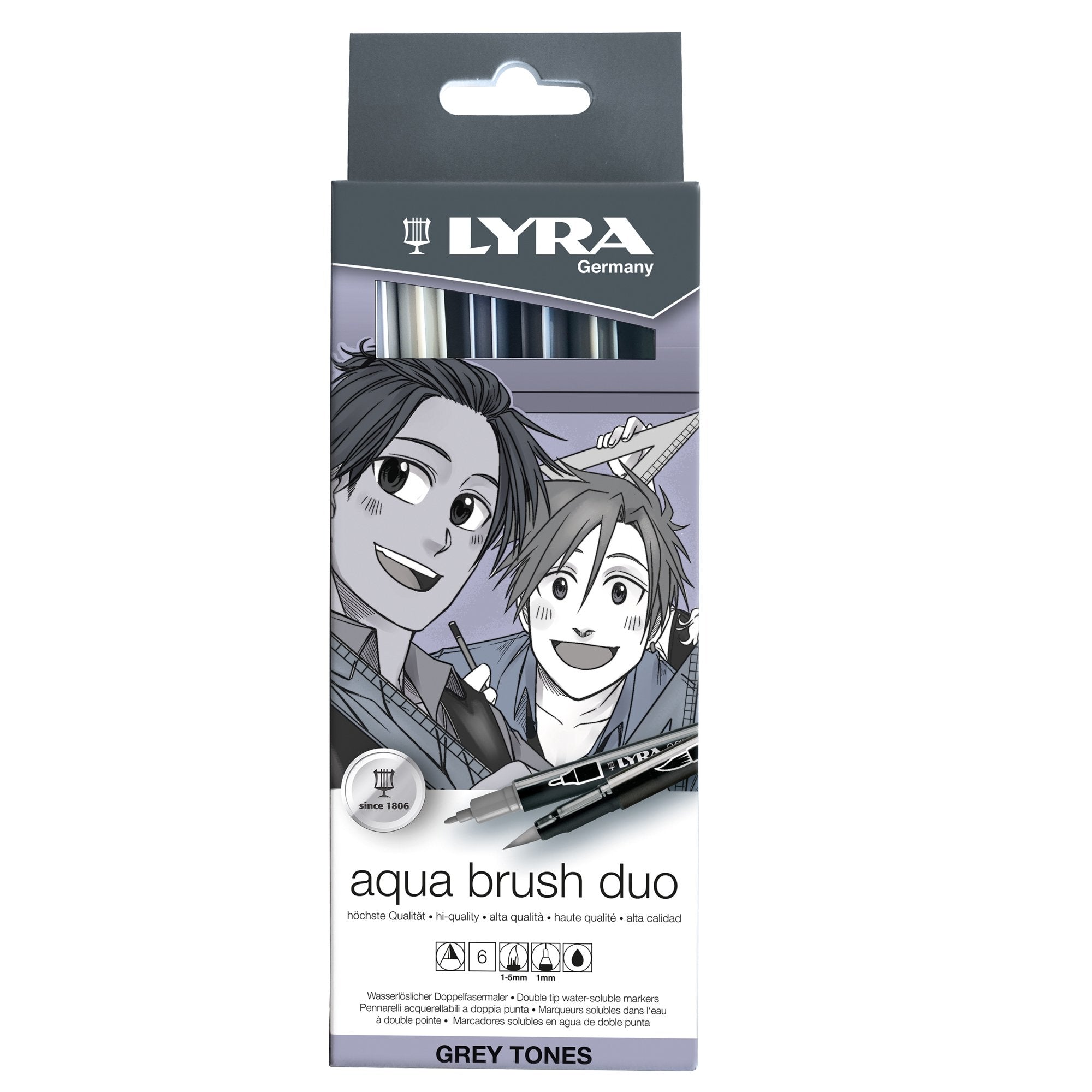 lyra-astuccio-6-pennarelli-aqua-brush-duo-scala-grigio-l6521063