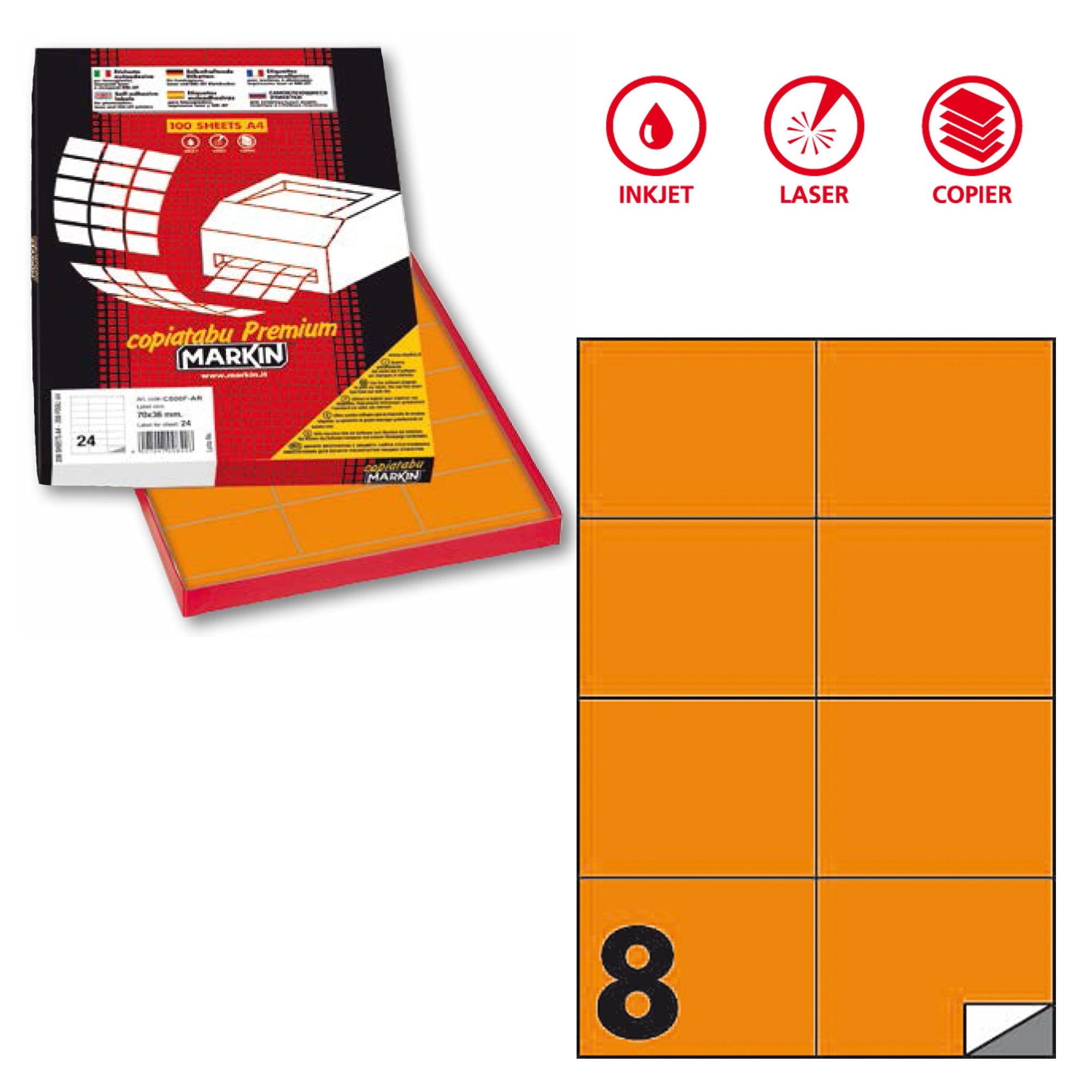 markin-etichetta-adesiva-c-512-arancio-fluo-100fg-a4-105x74mm-8et-fg