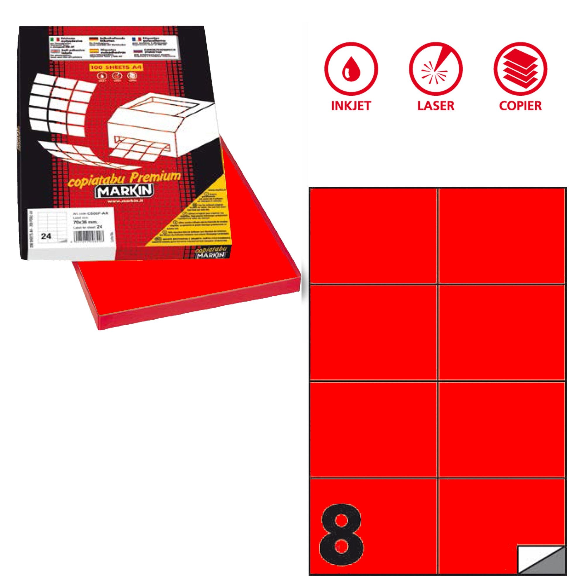 markin-etichetta-adesiva-c-512-rosso-fluo-100fg-a4-105x74mm-8et-fg