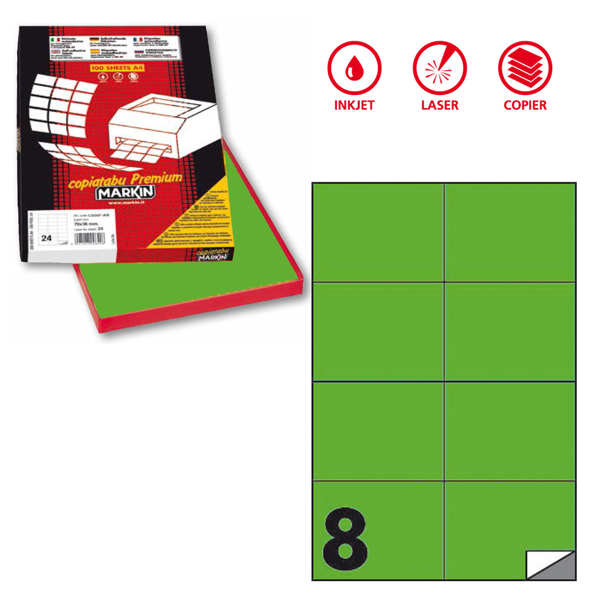 markin-etichetta-adesiva-c-512-verde-fluo-100fg-a4-105x74mm-8et-fg