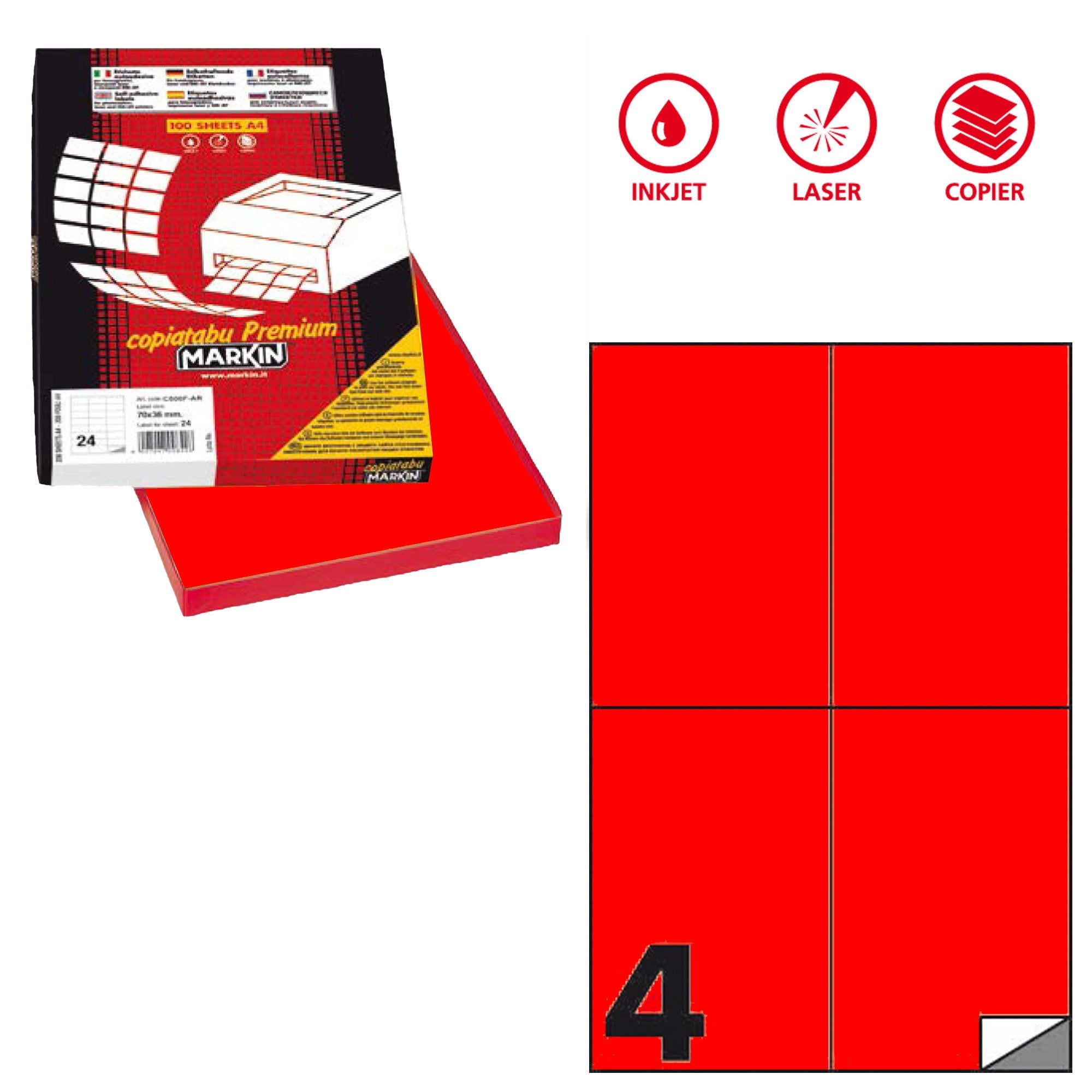 markin-etichetta-adesiva-c-519-rosso-fluo-100fg-a4-105x148mm-4et-fg