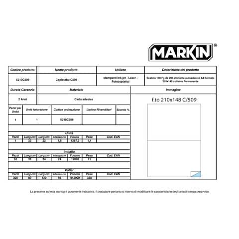 markin-etichette-bianche-copiatabu-permanenti-210x148-5-mm-senza-margine-2-et-foglio-conf-100-fogli-x210c509