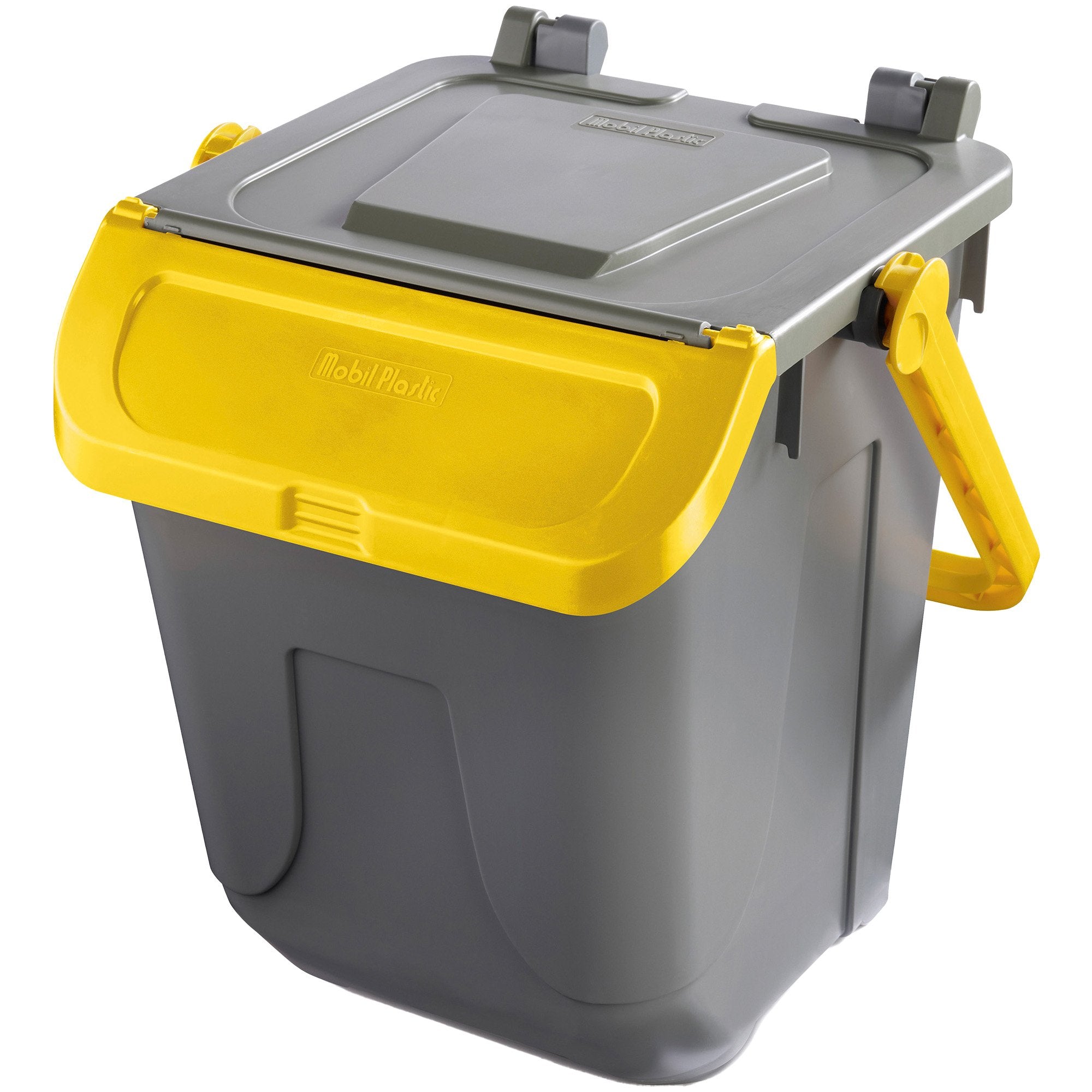 mobilplastic-contenitore-portarifiuti-ecology-25lt-c-sportello-maniglione-giallo