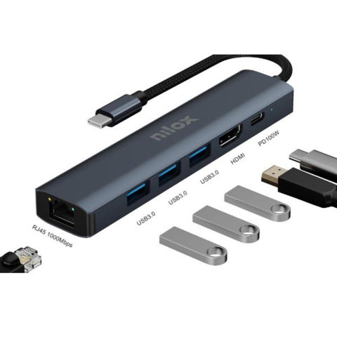 nilox-tech-docking-station-usb-c-6-1-1x-hdmi-4k-1x-rj45-3x-usb-a-3-2-1x-usb-c-alimentazione-fino-100-w-nero-