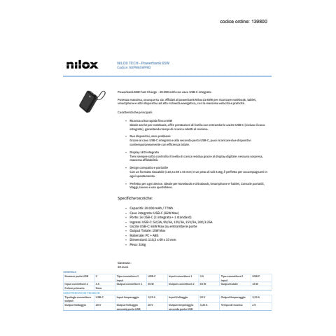 nilox-tech-powerbank-display-20-000-mah-65w-1x-usb-c-1x-usb-c-integrato-nero-nxpw65wpro