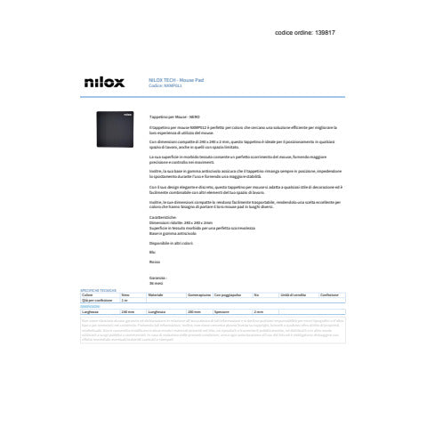 nilox-tech-tappetino-mouse-24x24x0-2-cm-nero-nxmp011