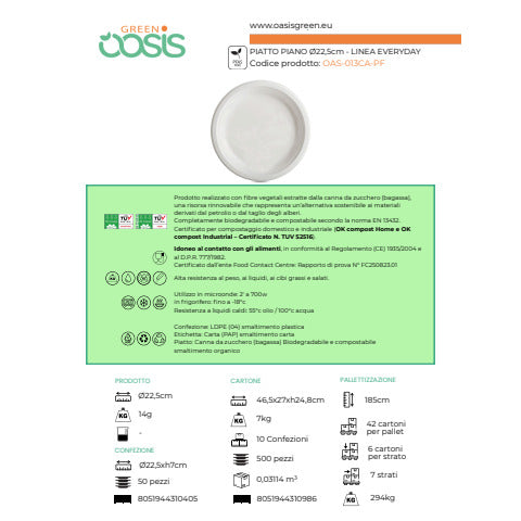 oasis-green-piatto-piano-rotondo-canna-zucchero-bianco-conf-50-pz-diametro-22-5-cm-oas-013ca