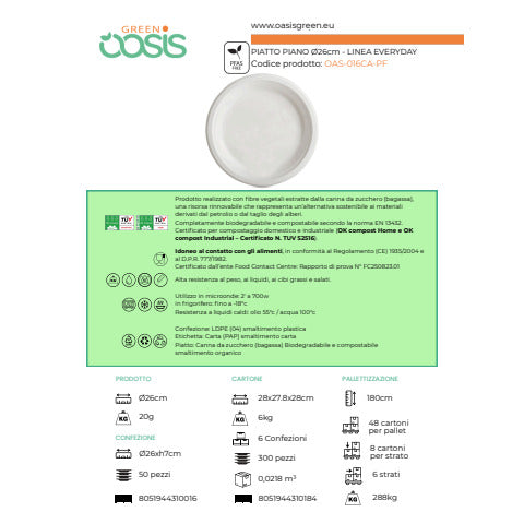 oasis-green-piatto-piano-rotondo-canna-zucchero-bianco-conf-50-pz-diametro-26-cm-oas-016ca