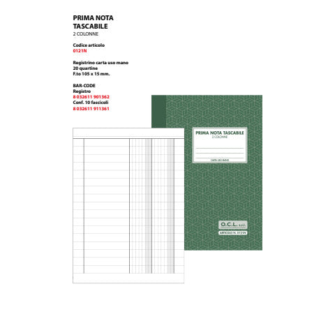 ocl-blocco-tascabile-prima-nota-2-colonne-o-c-l-10-5x15-cm-20-fogli-0121n
