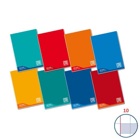 one-color-quaderno-maxi-100-gr-didattico-a4-quadretti-10-m-colori-assortiti-181-fogli-7044