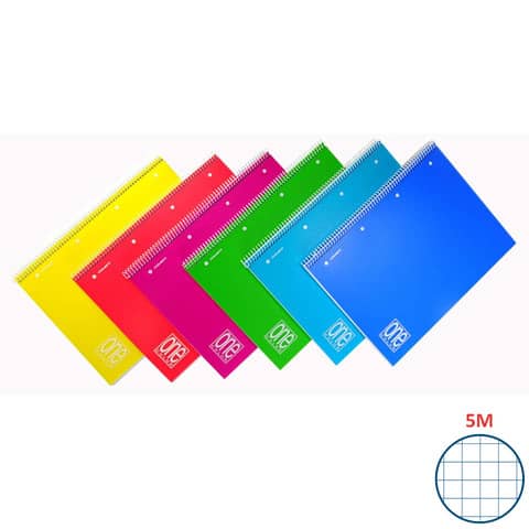 one-color-quaderno-spirlato-maxi-ppl-forato-80-gr-a4-801-ff-quadretti-5-m-colori-assortiti-2935