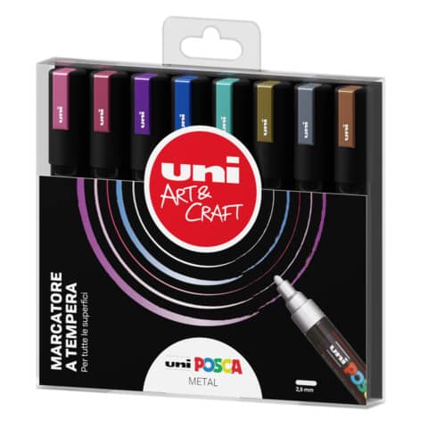 osama-marcatore-uni-posca-punta-media-8-colori-metal-assortiti-m-pc5mm-8p