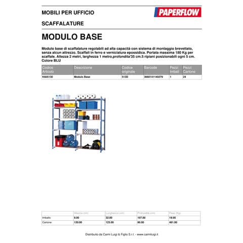 paperflow-modulo-base-scaffalatura-incastro-rangeco-regolabile-5-ripiani-blu-k605130