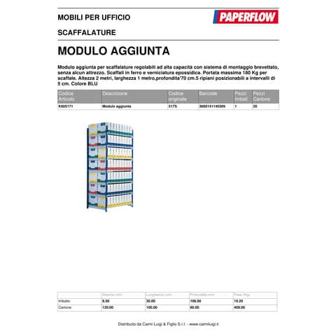 paperflow-scaffale-rangeco-5-ripiani-100x70xh200cm-modulo-aggiunta