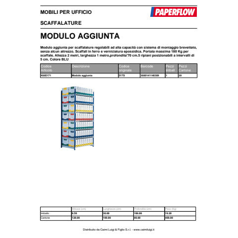 paperflow-scaffale-rangeco-5-ripiani-100x70xh200cm-modulo-aggiunta