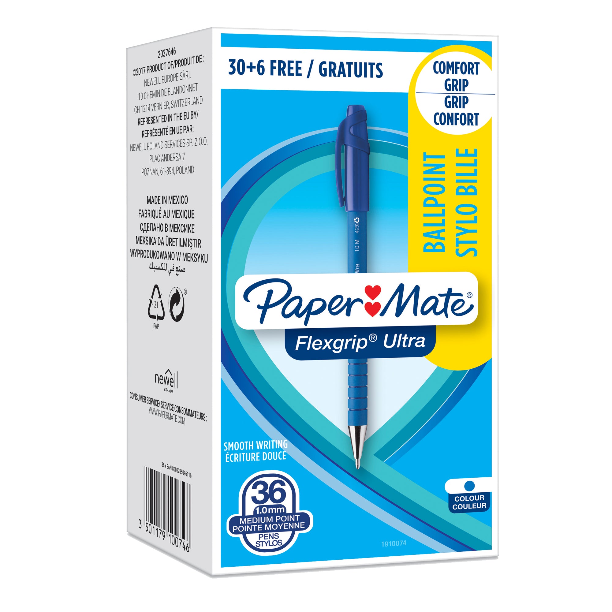 papermate-special-pack-30-6-penna-sfera-scatto-flexgrip-ultra-1-0-blu