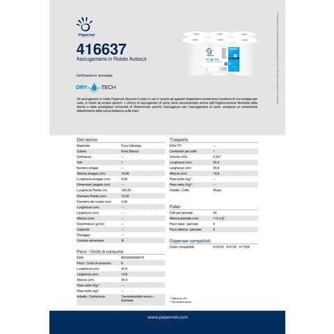 papernet-asciugamano-autocut-dry-tech-1-velo-bobina-165-m-bianco-conf-6-bobine-416637