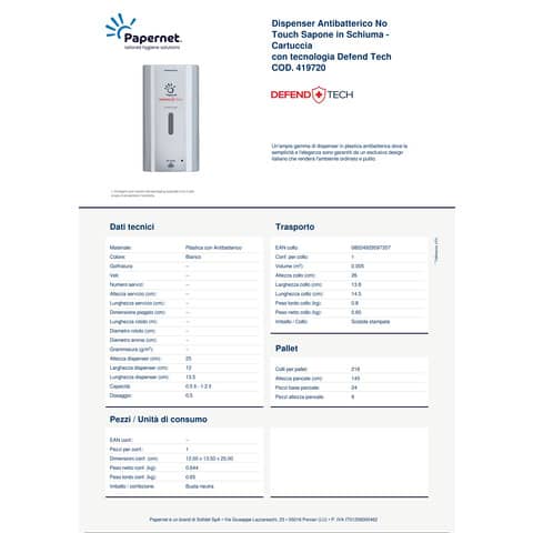 papernet-dispenser-antibatterico-no-touch-cartuccia-sapone-schiuma-defend-tech-25x12x13-5-cm-bianco-