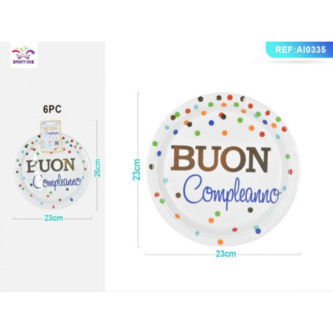 party-go-piatti-carta-buon-compleanno-pois-colorati-23-cm-conf-6-pz-ai0335