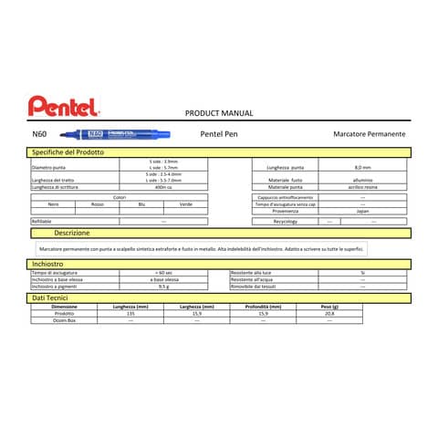 pentel-astuccio-marcatore-pen-n60-4-colori-p-scalpello