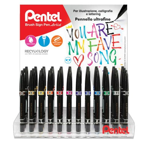 pentel-display-banco-brush-sign-pen-artist-48-pezzi-colori-assortiti-0022152