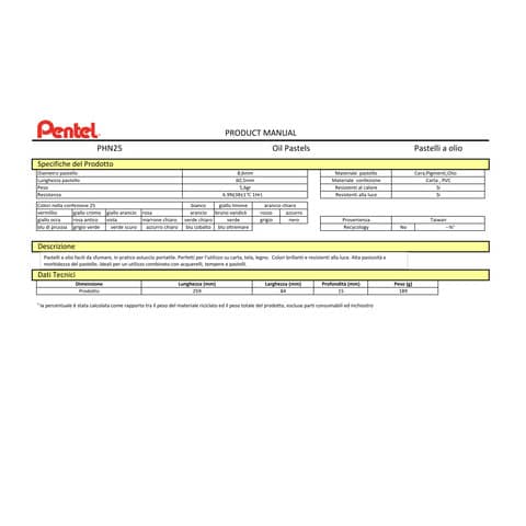 pentel-pastelli-olio-arts-oil-pastel-8-mm-colori-assortiti-conf-25-pezzi-0100525